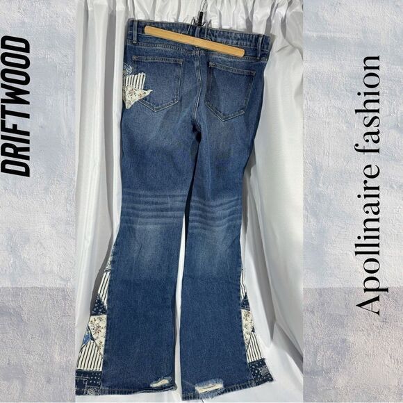 DRIFTWOOD FARRAH FLARE PATCH UP JEANS NWT POOL BLUE - Picture 7 of 9
